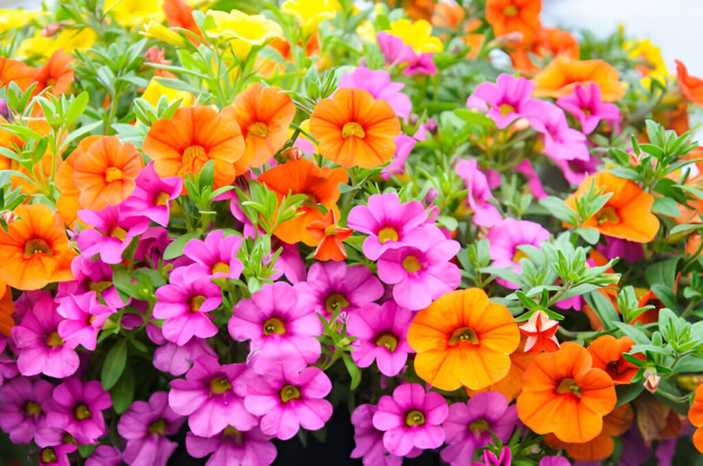 colorful calibrachoa petunias